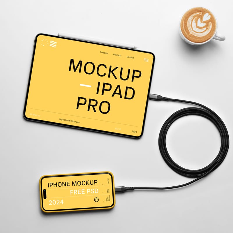 iPhone Pro and iPad Pro Mockup PSD