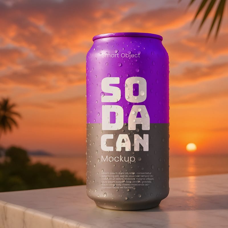 500ml Soda Can Mockup PSD