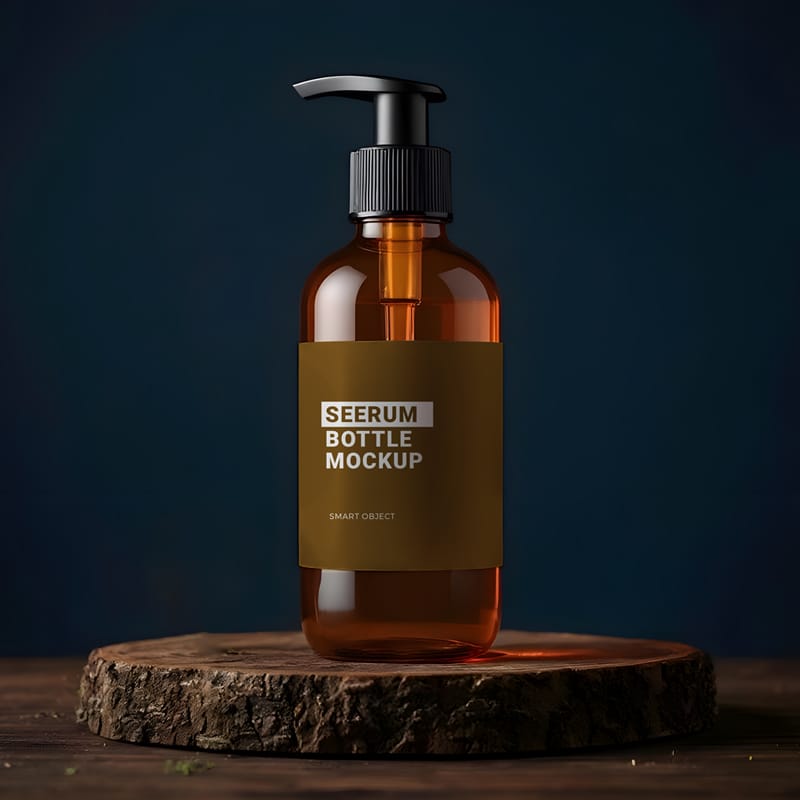 Amber Serum Bottle Mockup PSD