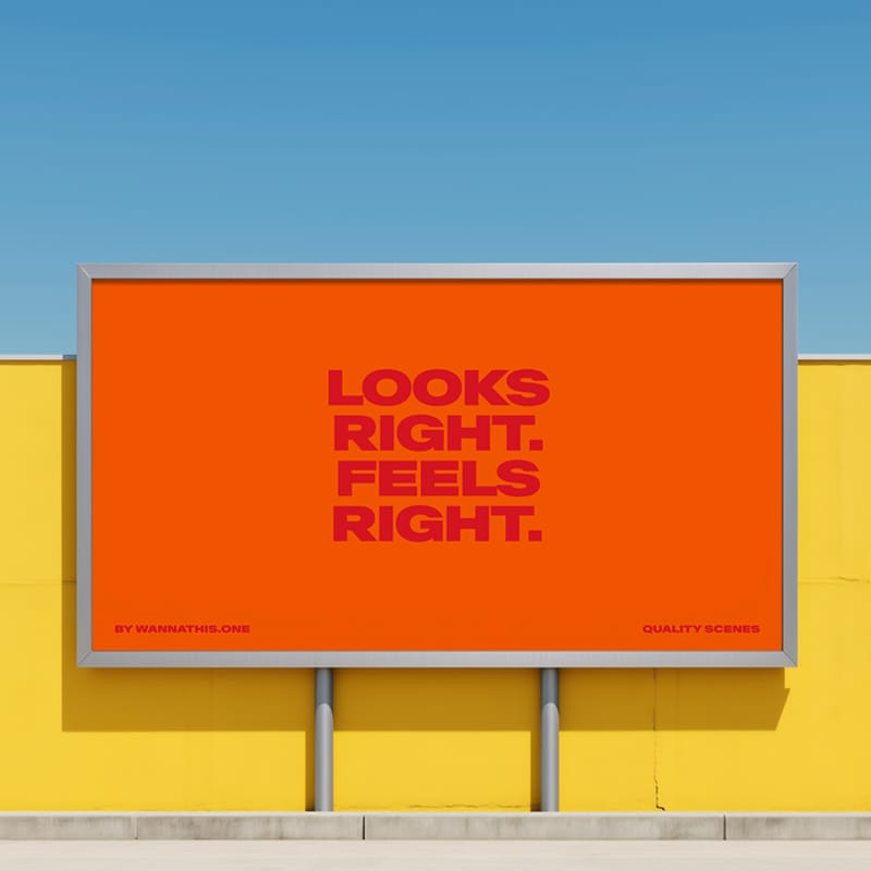 Billboard Mockup with Yellow Wall Background PSD