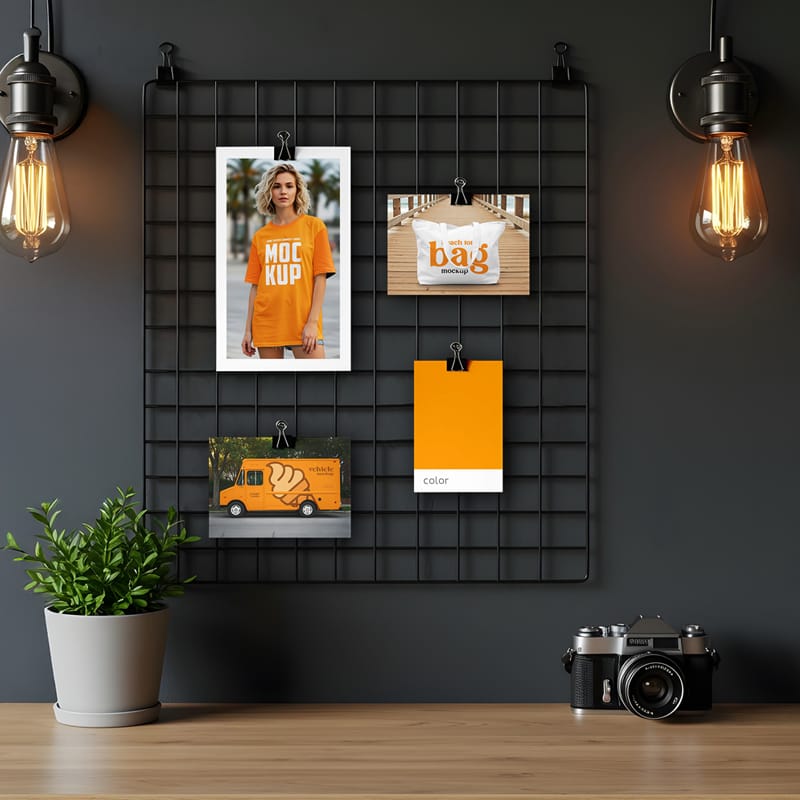 Black Moodboard Mockup PSD