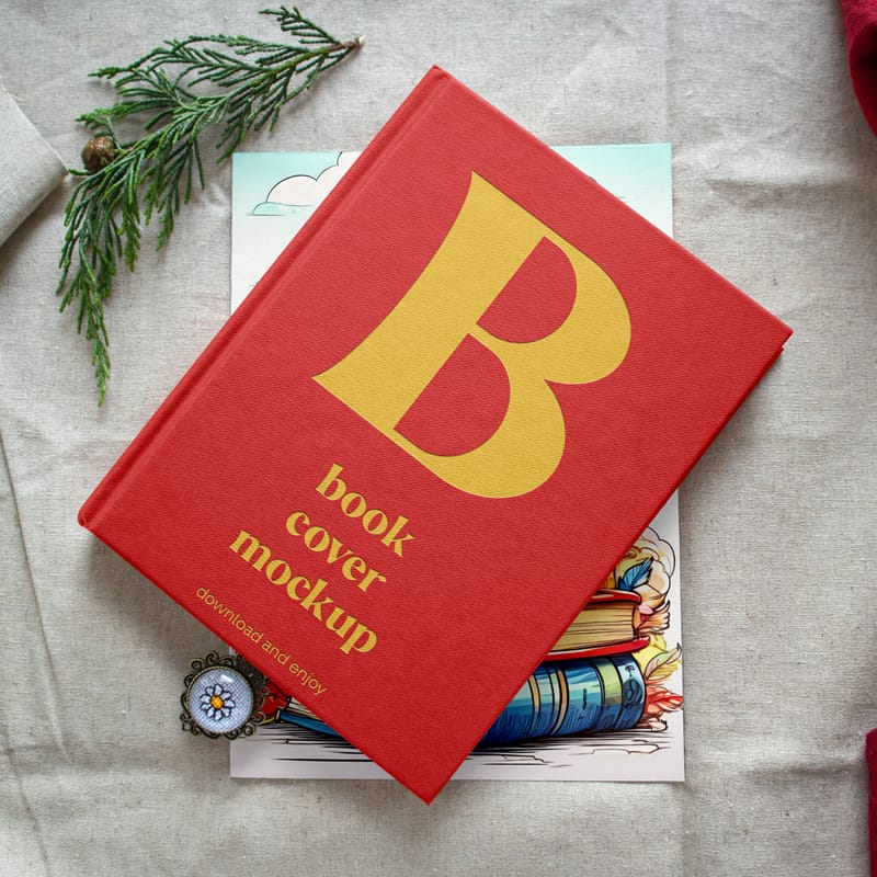 Book Cover on Card Mockup PSD