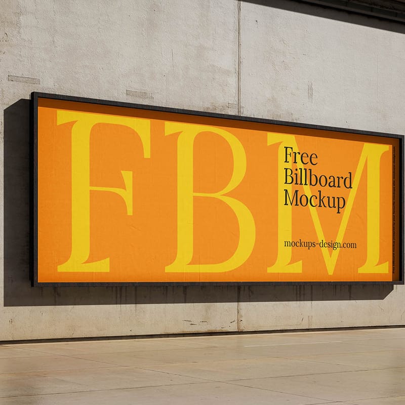 Concrete Wall Billboard Mockup Template PSD