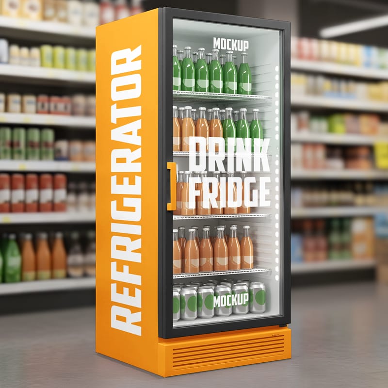 Drink Fridge Refrigerator Mockup PSD