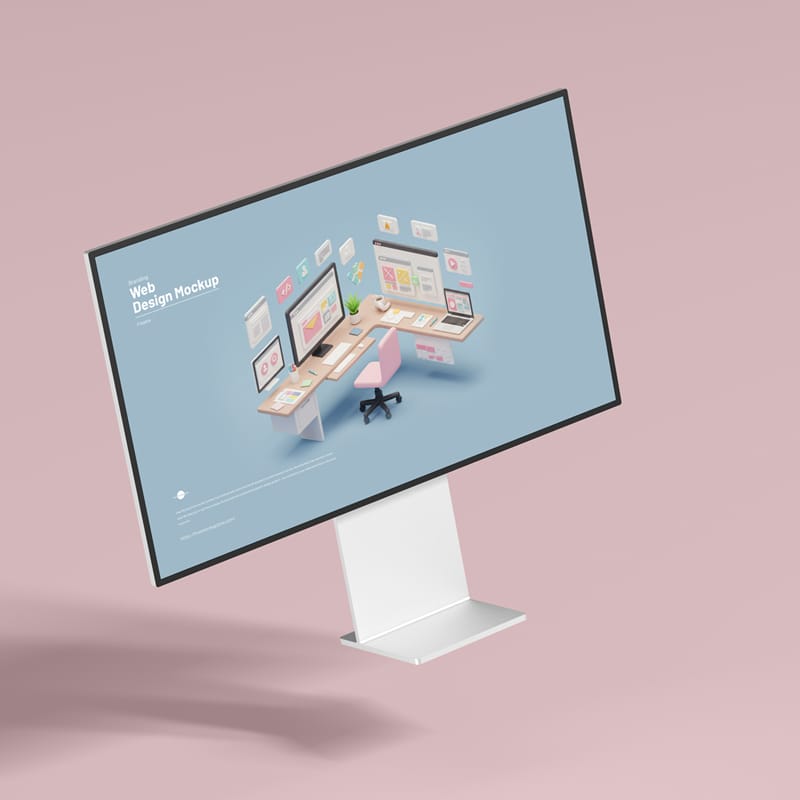 Floating Web Design Mockup PSD