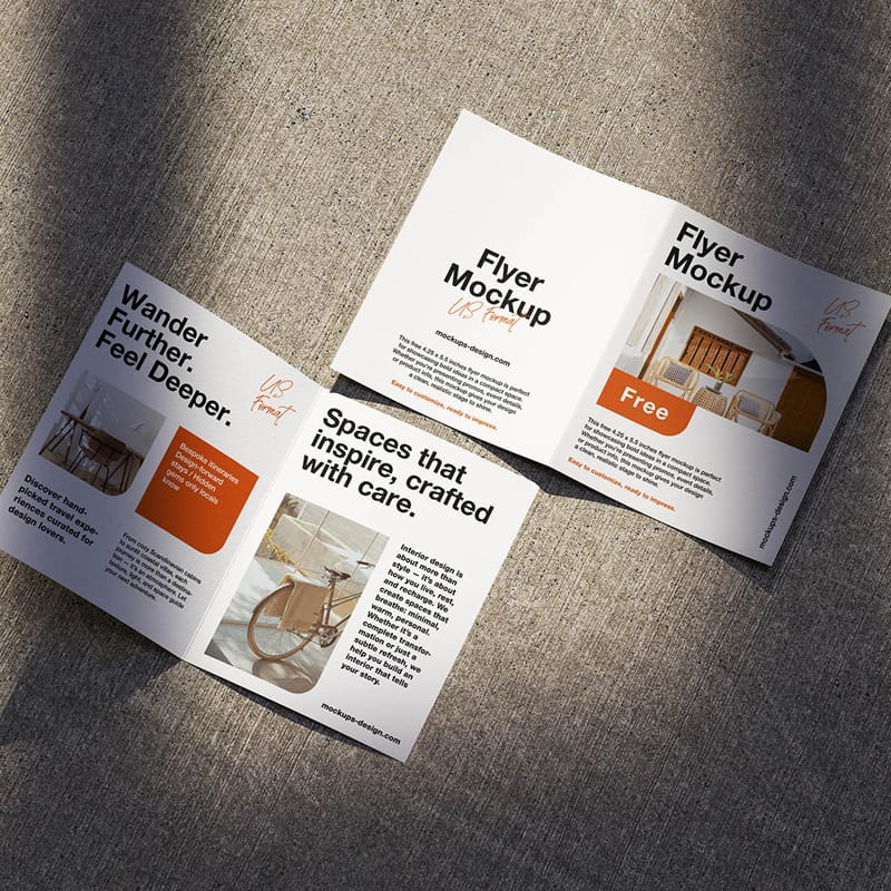 Folded US-format Flyer Mockup PSD