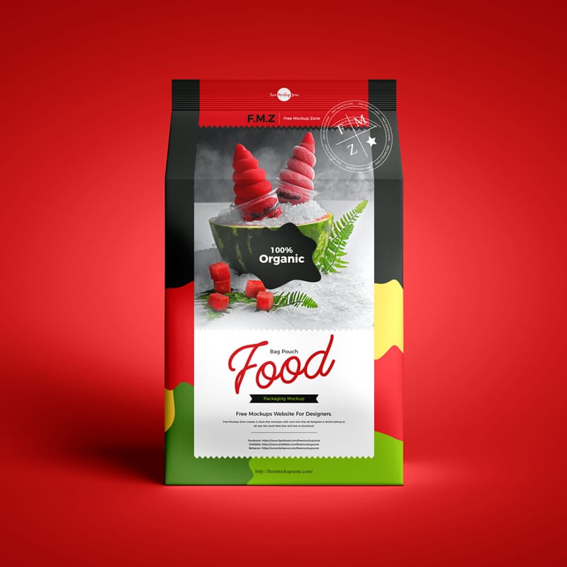 Food Bag Packaging Mockup Template PSD