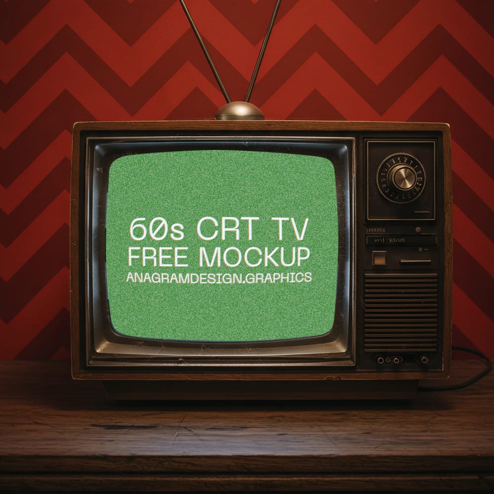 Free 60s CRT TV Mockup PSD