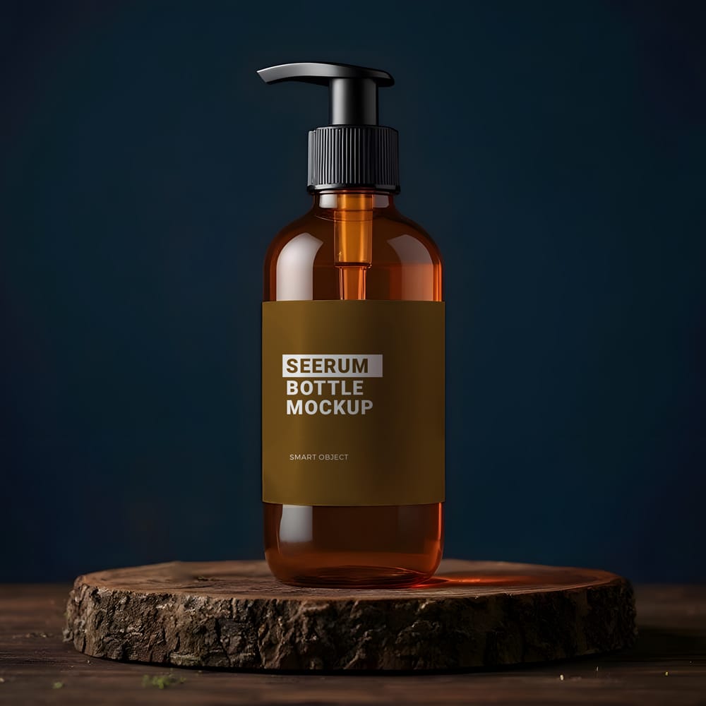 Free Amber Serum Bottle Mockup PSD