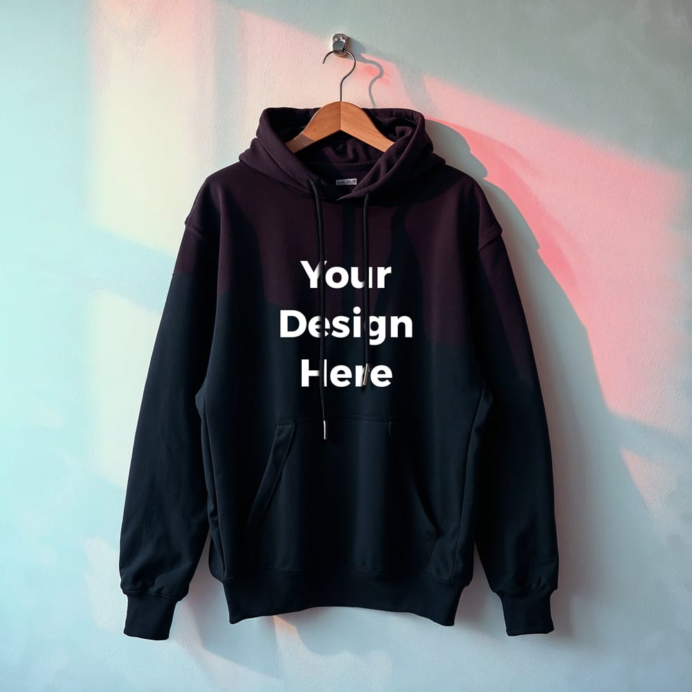 Free Black Hoodie on Hanger Mockup PSD
