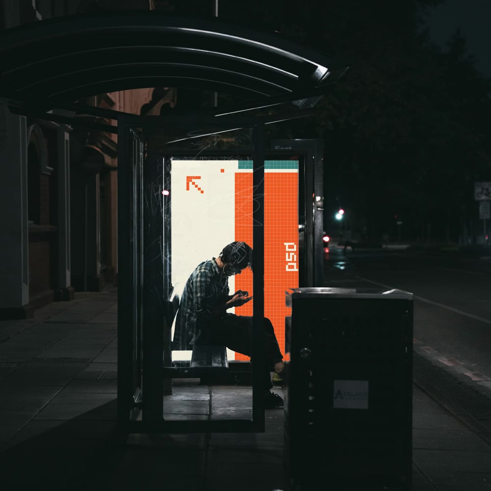 Free Bus Stop Advertising Mockup PSD