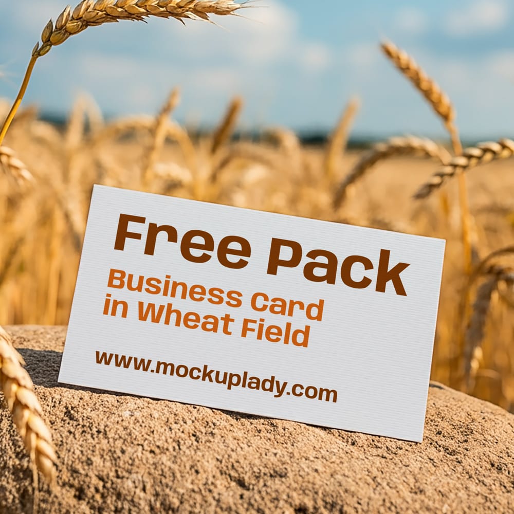 Free Business Card Mockup in Wheat Field PSD