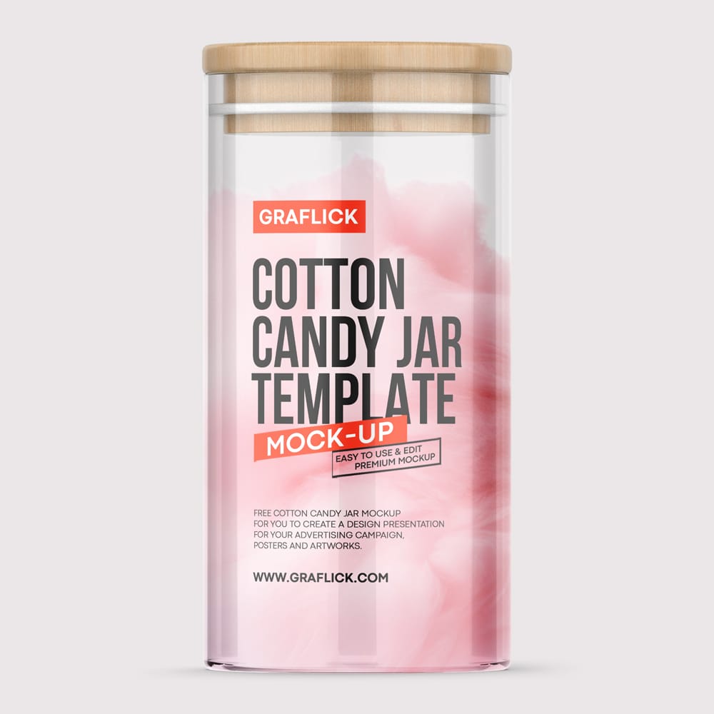 Free Candy Floss Jar Mockup PSD