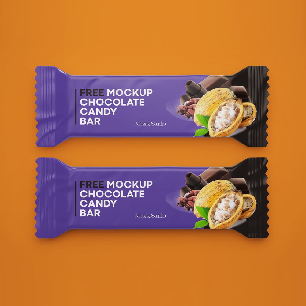 Free Chocolate Candy Bar Mockup PSD