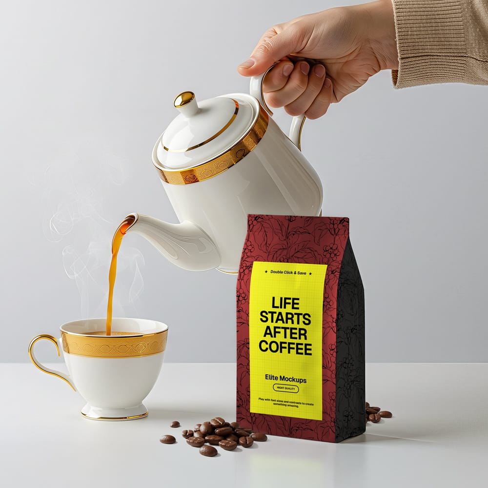 Free Elegant Coffee Pour Mockup PSD