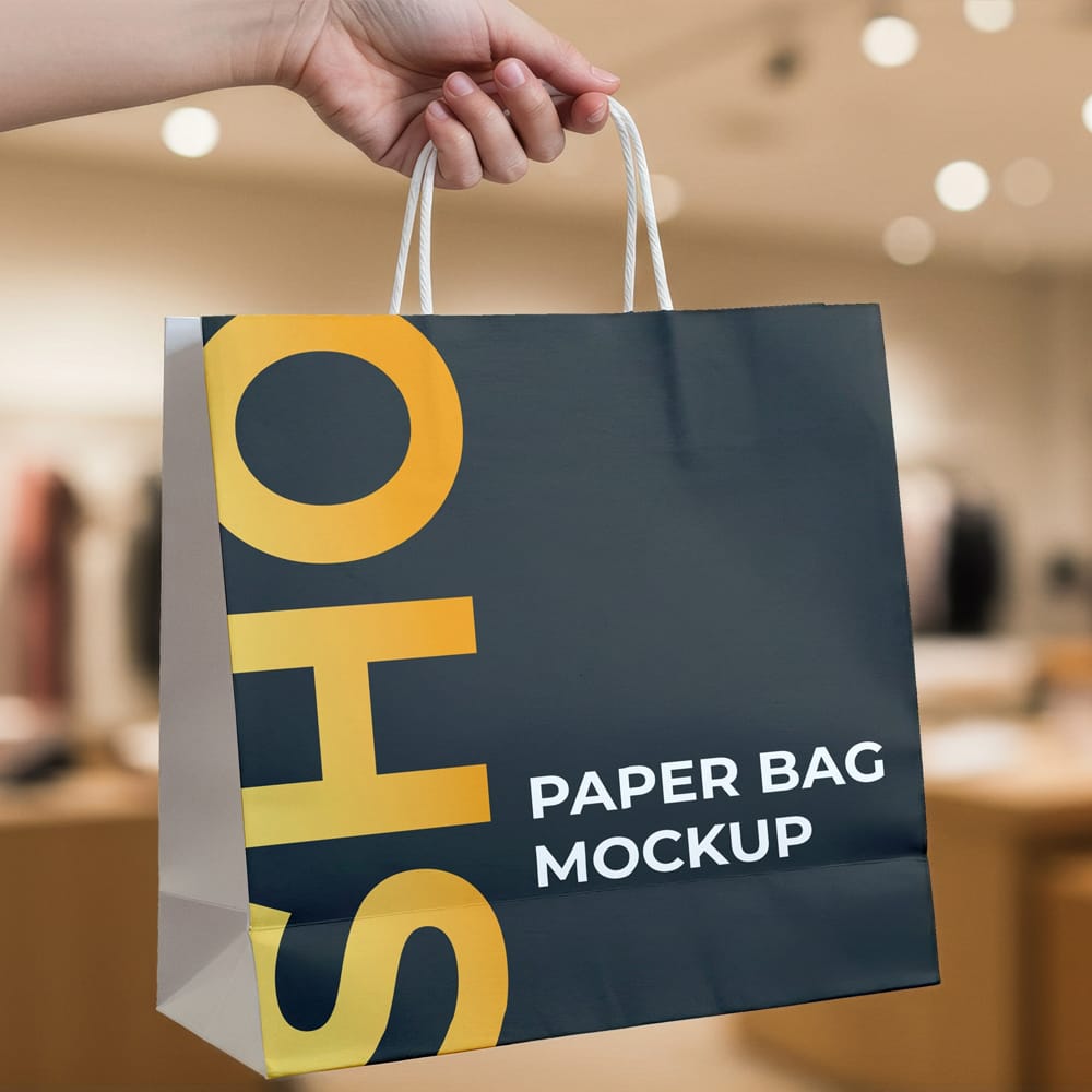 Free Essential Paper Bag Mockup PSD