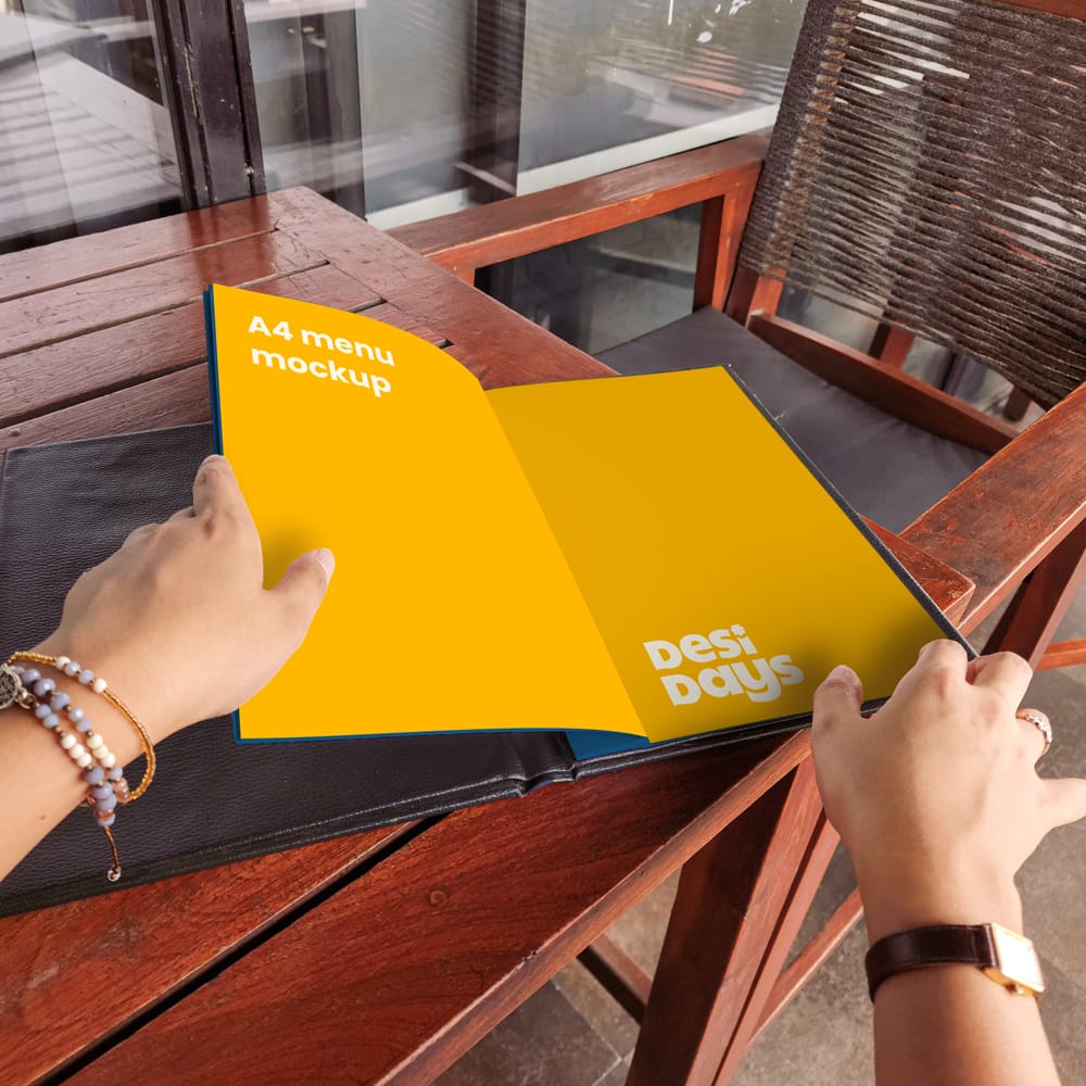 Free Flipping a Menu Mockup PSD