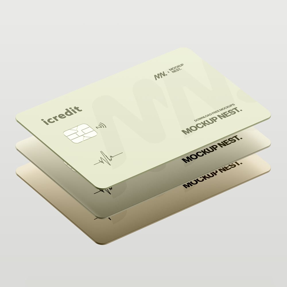 Free Floating Credit Card Mockup Template PSD