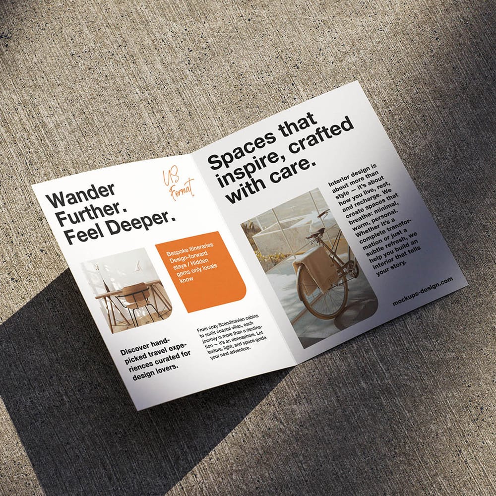 Free Folded US-format Flyer Mockup PSD