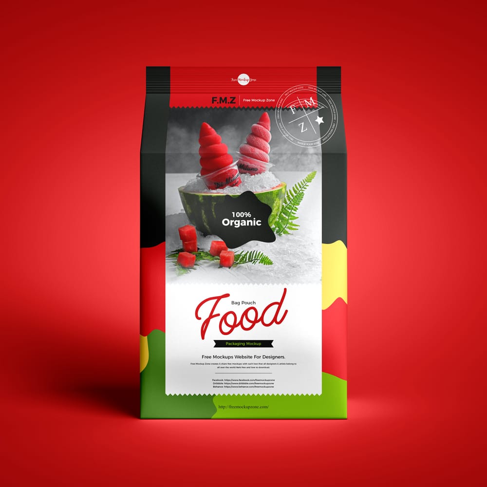 Free Food Bag Packaging Mockup Template PSD