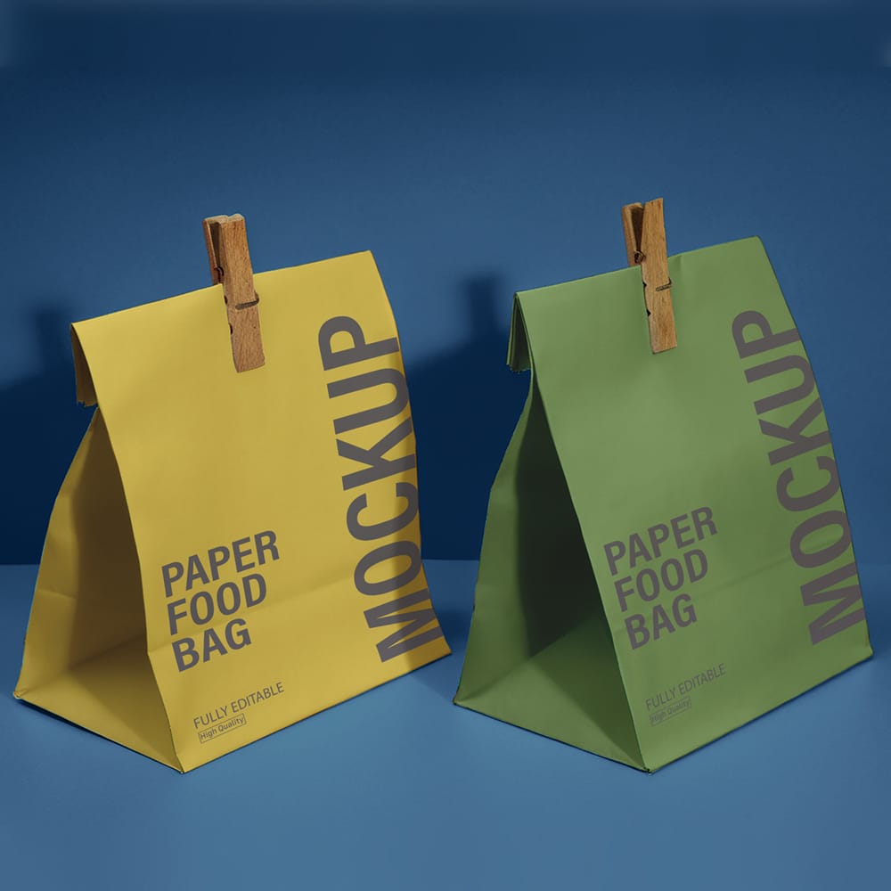 Free Food Paper Bag Mockup Template PSD