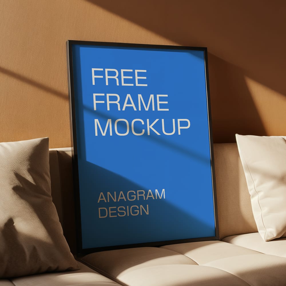 Free Frame on a Sofa Mockup PSD
