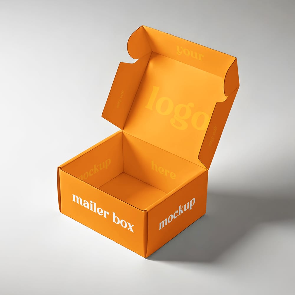 Free Front Tuck Mailer Box Mockup PSD