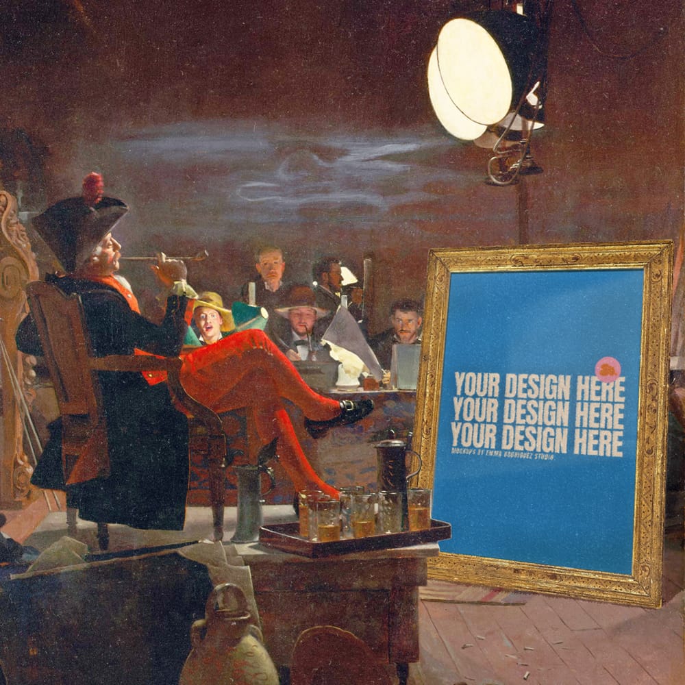 Free Fun Classical Painting Mockup PSD