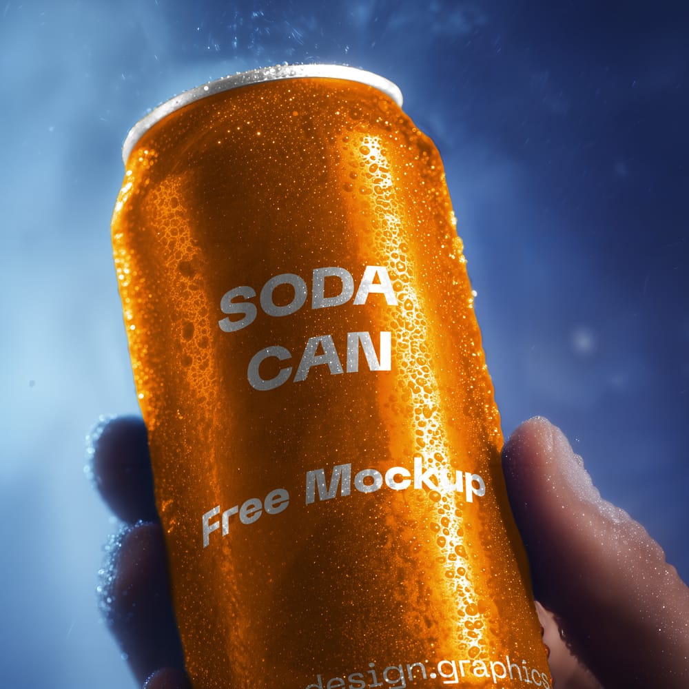 Free Hand Holding Soda Can Mockup PSD