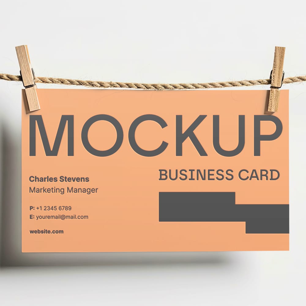 Free Hanging Business Card Mockup PSD