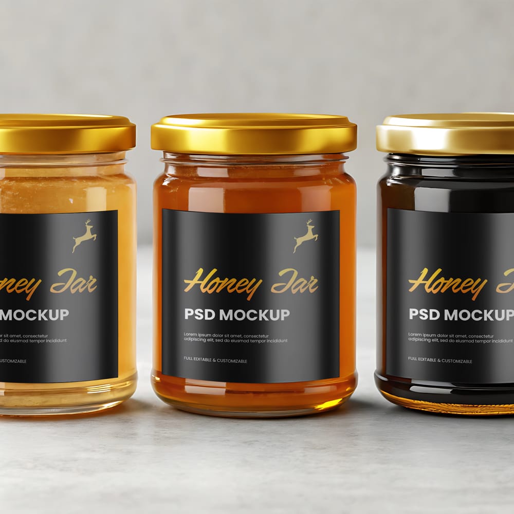 Free Honey Jars Mockup PSD
