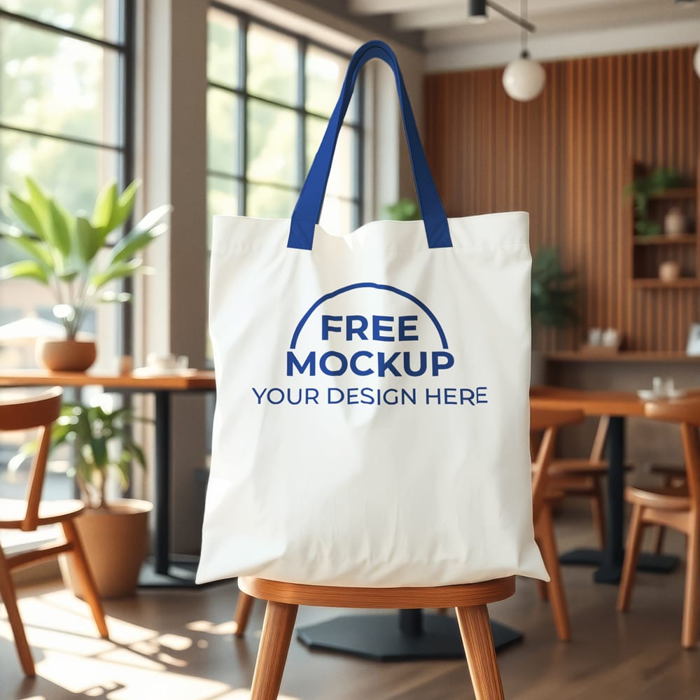 Free Indoor Scene Tote Bag Mockup PSD