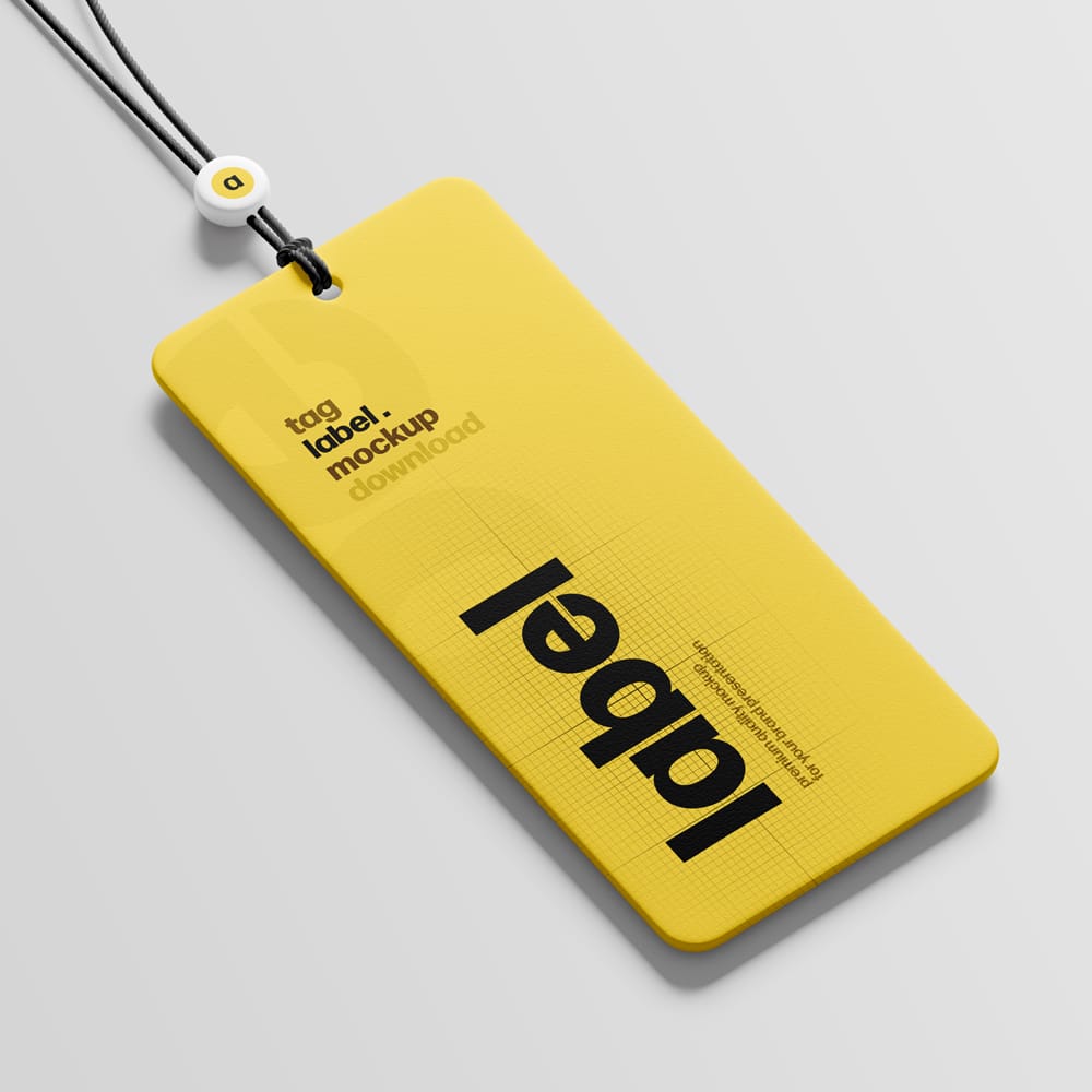Free Label Tag Mockup Perspective View PSD