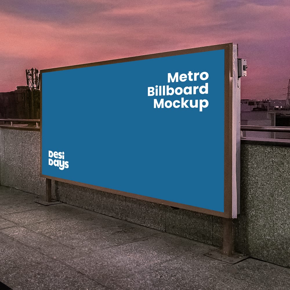 Free Metro Station Billboard with Open Sky PSD