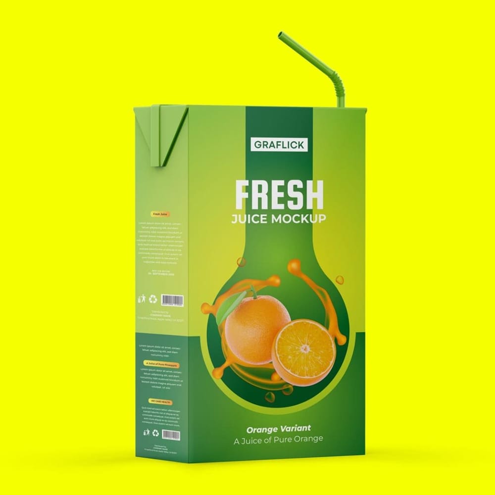 Free Mini Juice Box Mockup PSD