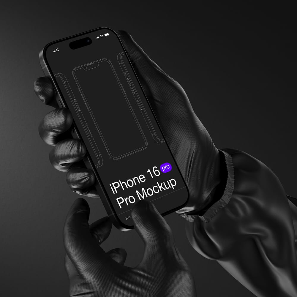 Free Minimalist iPhone 16 Pro Hand Mockup PSD