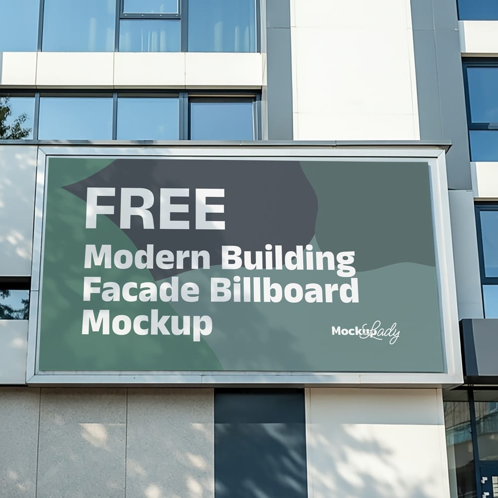 Free Modern Building Facade Billboard Mockup PSD