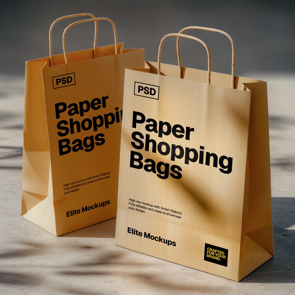 Free Paper Shopping Bags Mockup PSD