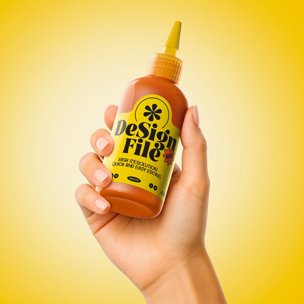 Free Photorealistic Sauce Bottle Mockup PSD