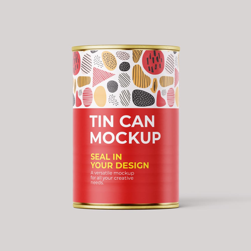 Free Photorealistic Tin Can Mockup PSD
