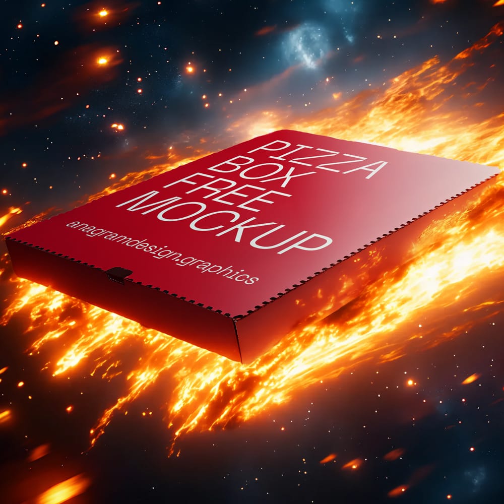 Free Pizza Box Meteor Mockup PSD