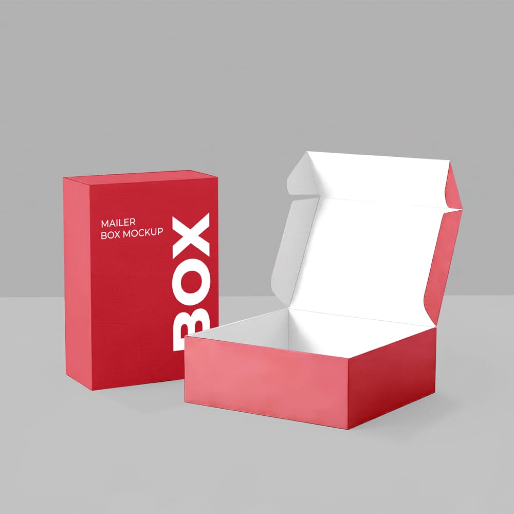 Free Realistic Mailer Box Mockup Template PSDFree Realistic Mailer Box Mockup Template PSD