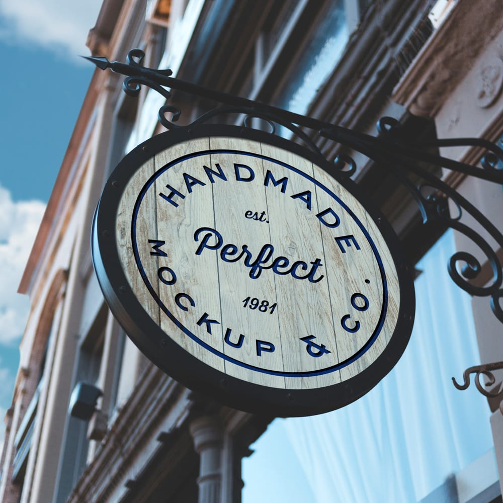 Free Realistic Old Shop Signboard Mockup PSD