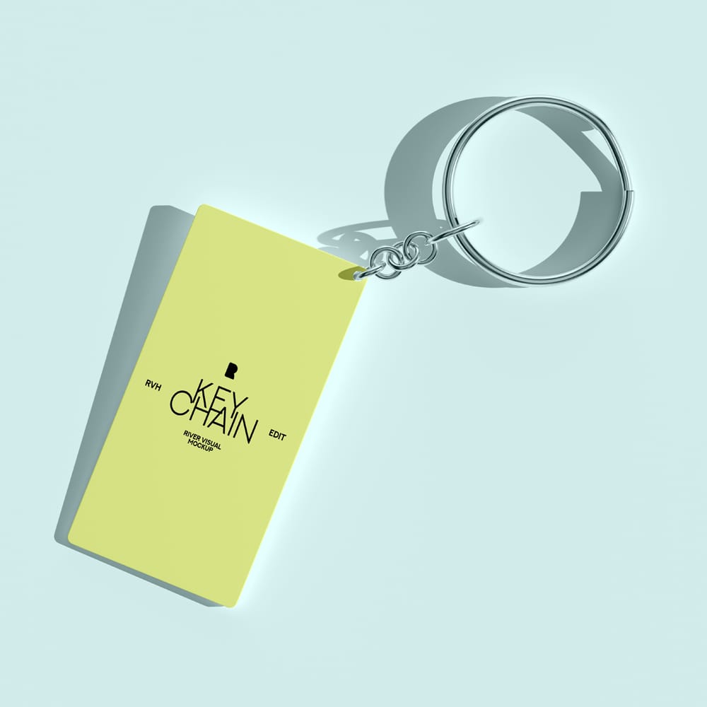 Free Rectangle Keychain Mockup PSD
