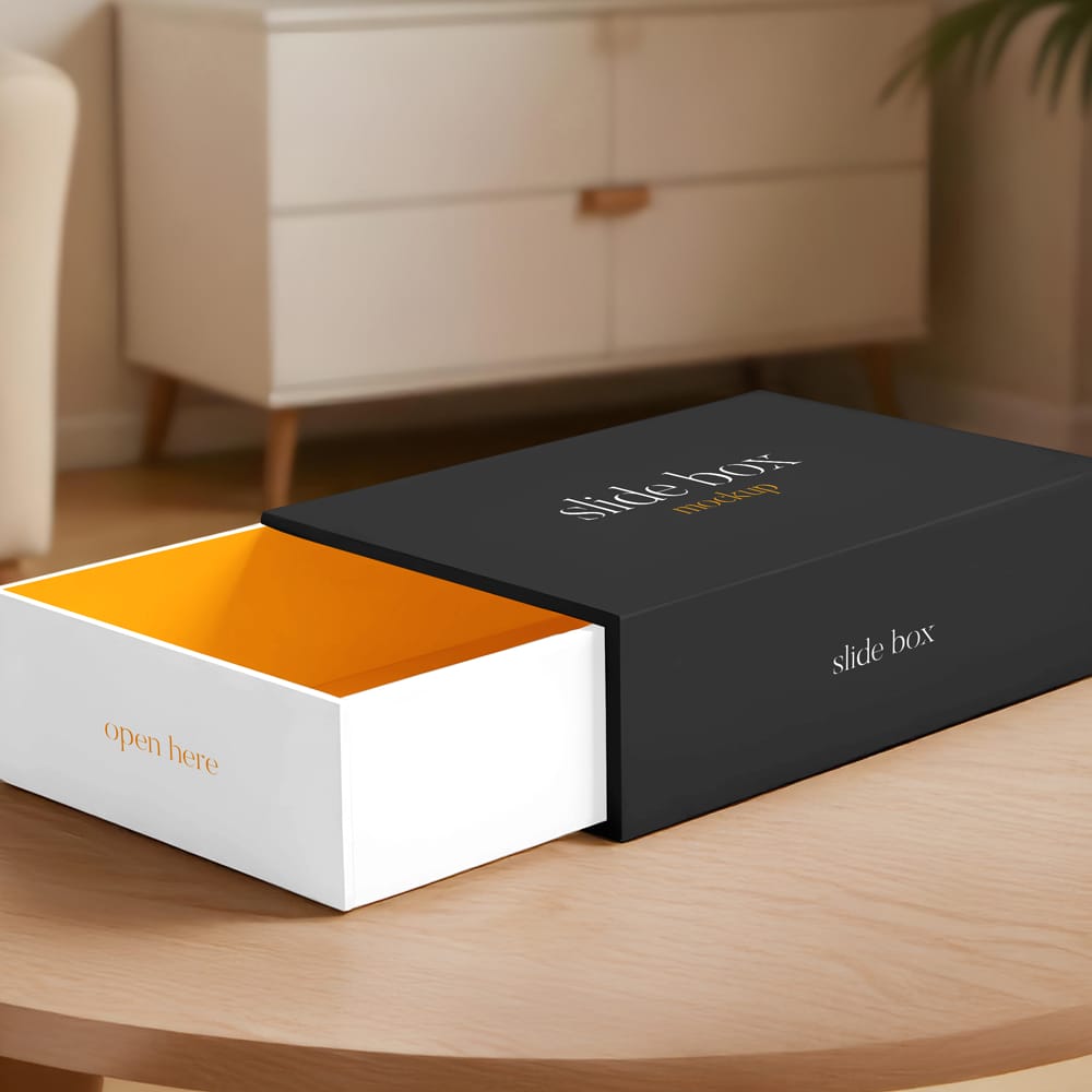 Free Rectangle Slide Box Mockup PSD