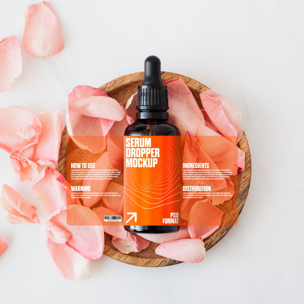 Free Serum Dropper Bottle Mockup Template PSD