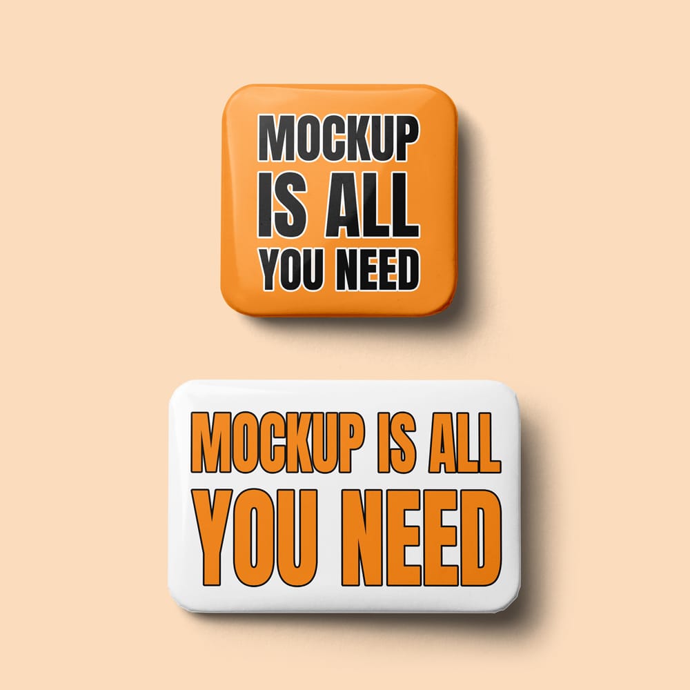 Free Square and Rectangle Badge Mockup PSD