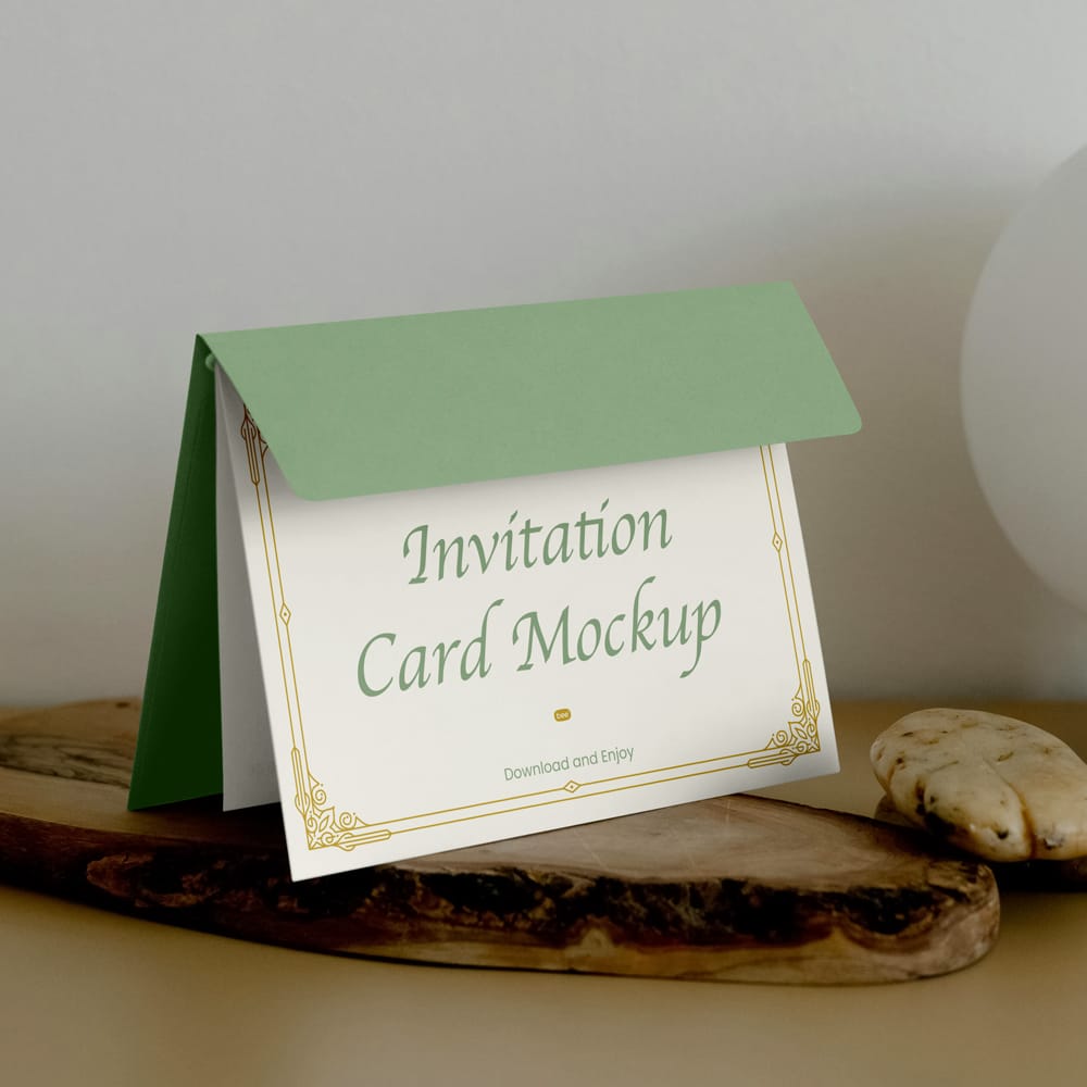 Free Standing Invitation Card Mockup PSD