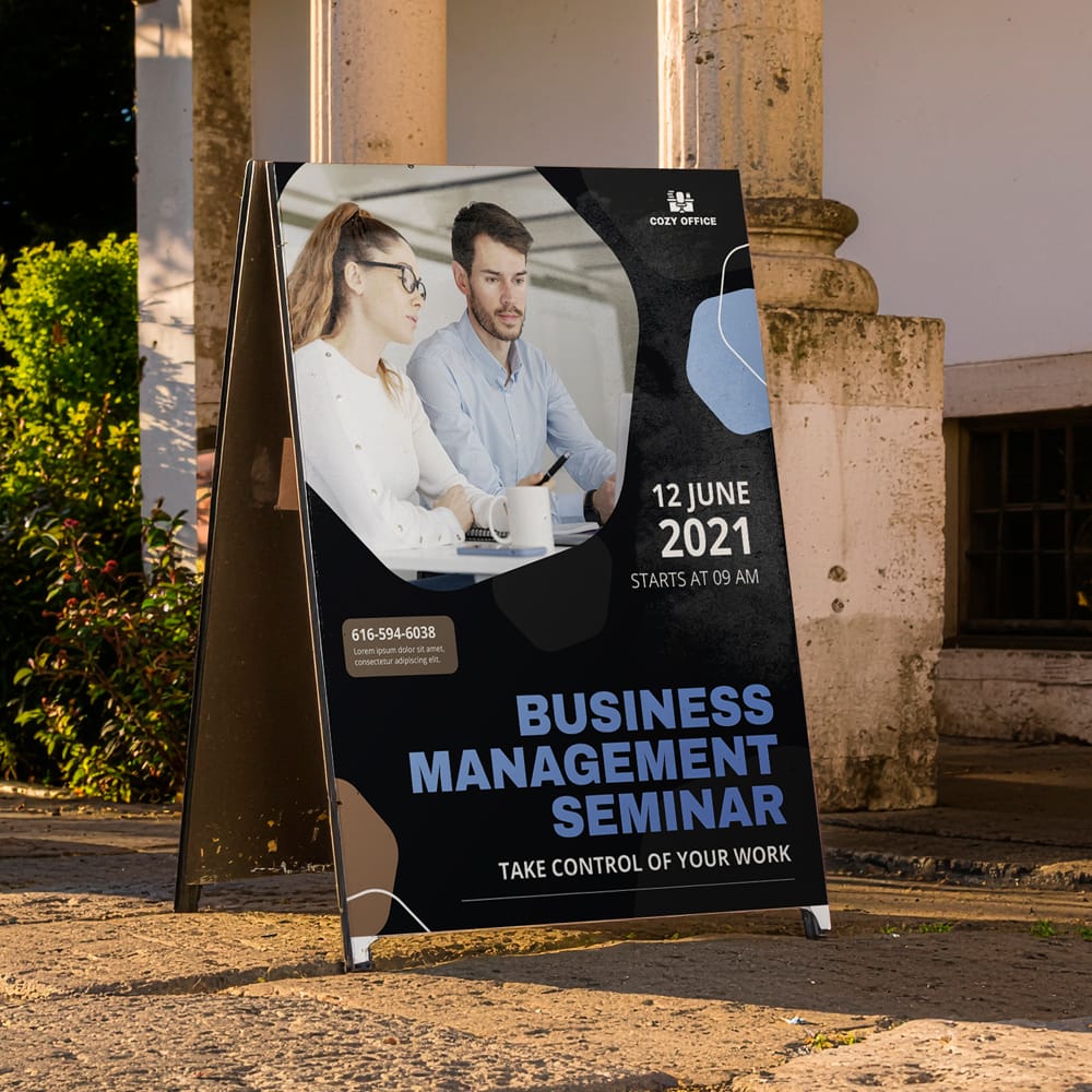 Free Street A-Frame Sign Mockup PSD