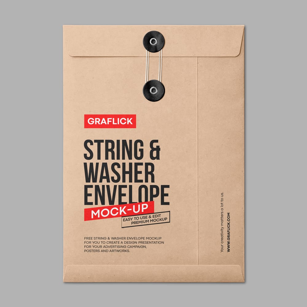 Free String and Washer Envelope Mockup PSD